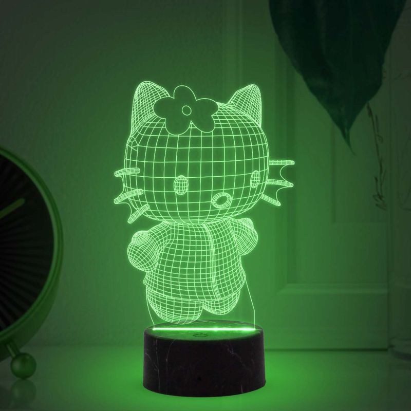 3D Illusion Hello Kitty Led Night Lamp with multicolored Light Best Gift for Children Girls Gift for Cartoon Lover